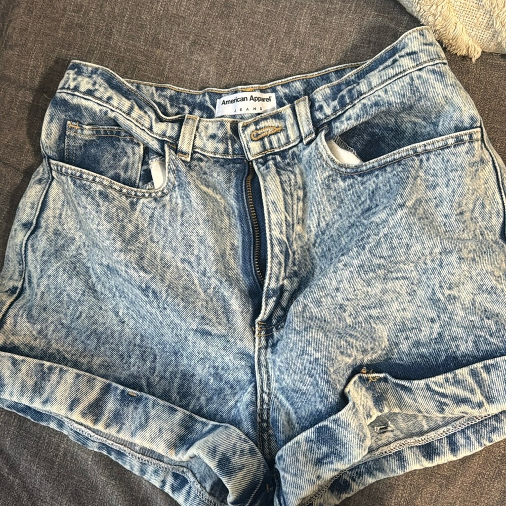 American Apparel acid wash high waisted shorts
